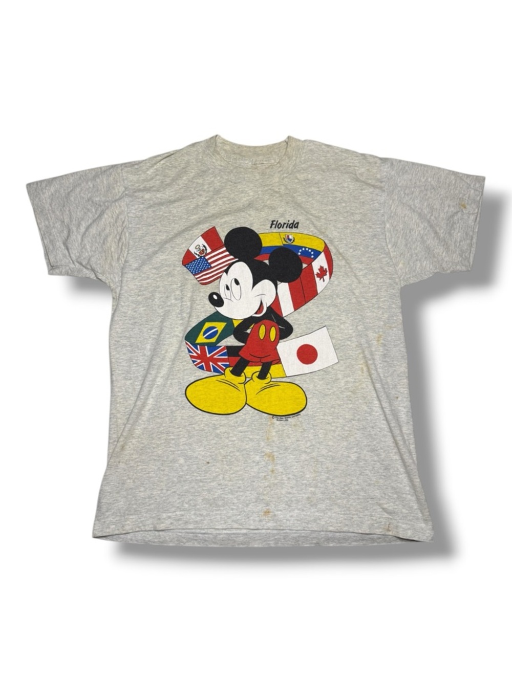 Vintage Disney Epcot Center Mickey Mouse Graphic Shirt Mens XL Gray 80s 90s